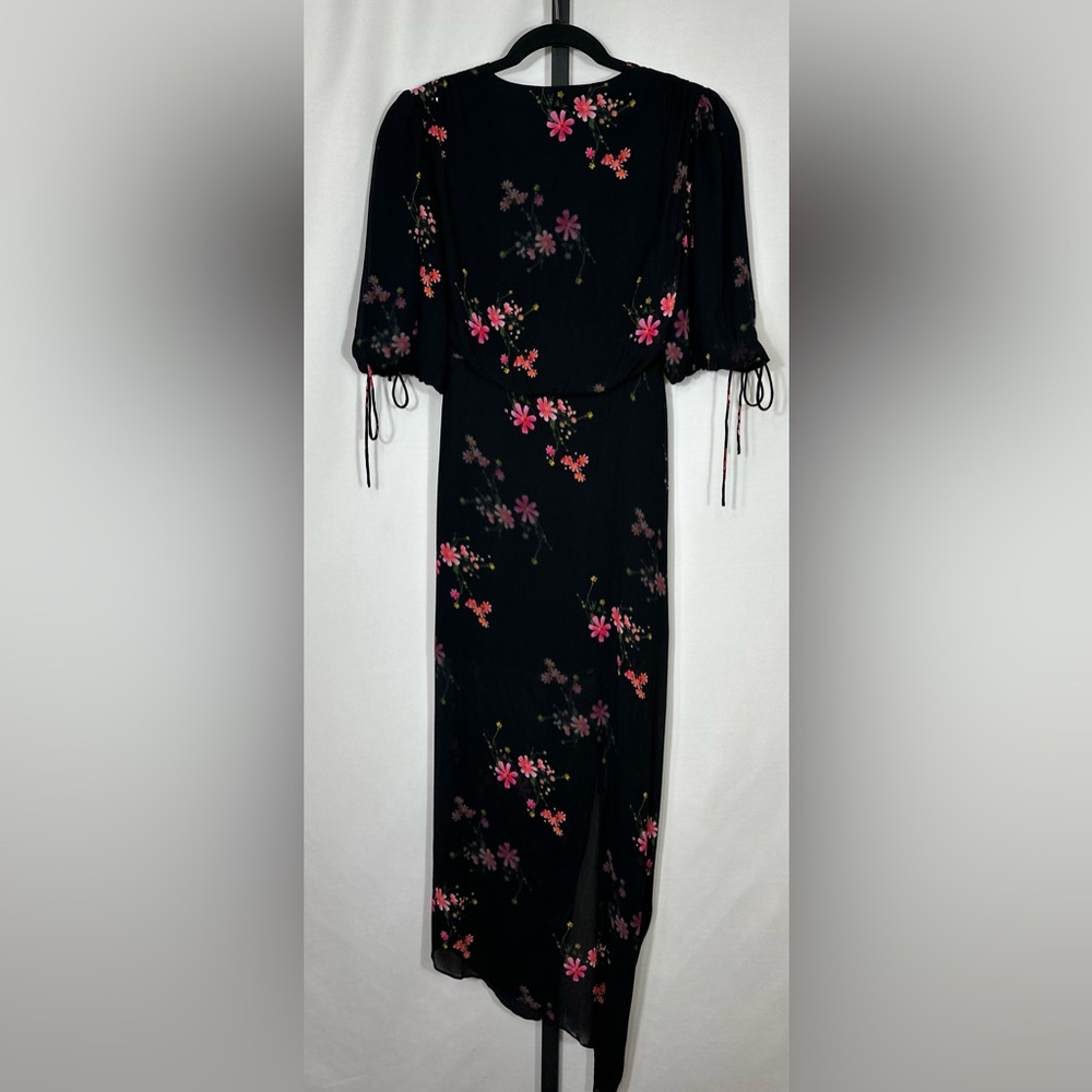 NWT All Saints Safiya Solanio Floral Print V-Neck Ruched Midi Dress US Size 2 - Picture 5 of 12